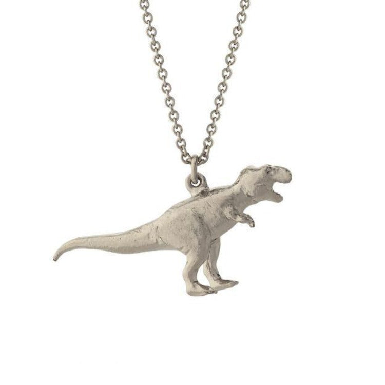 T-Rex pendant necklace by Alex Monroe in sterling silver