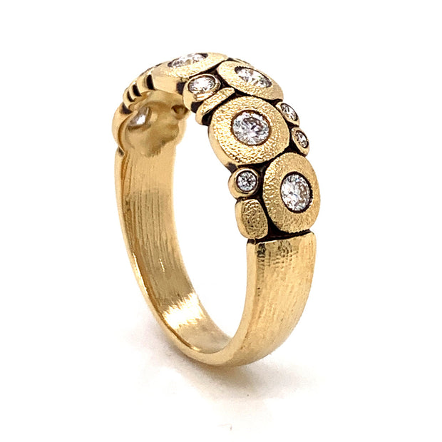 18K Yellow Gold & Diamond Dome Ring - "Candy"