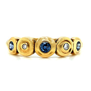 18K Yellow Gold Yogo Sapphire & Diamond Band - "Five Seed"