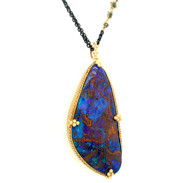 One-of-a-Kind Australian Yowah & Koroit Opal Necklace - "Phlegethon"