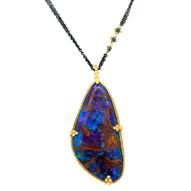 One-of-a-Kind Australian Yowah & Koroit Opal Necklace - "Phlegethon"