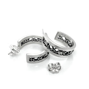 Sterling Silver Rectangular Hoops - "Elegant Bubbles"