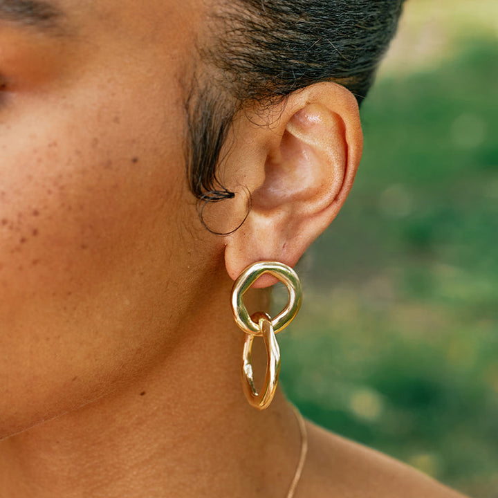 Bronze Double Drop Earrings- "Maji"