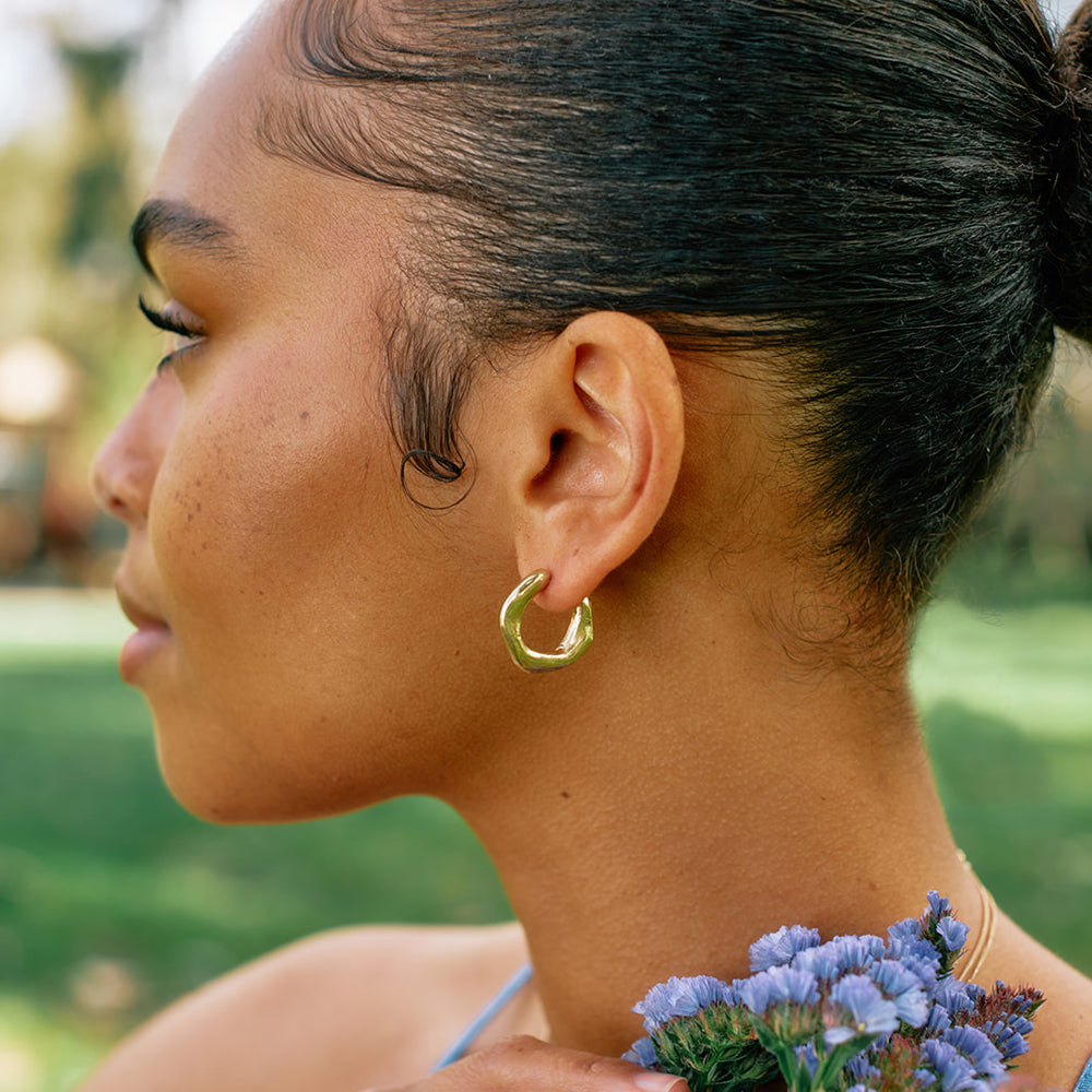 Bronze Semi Hoop Stud Earrings - "Maji"