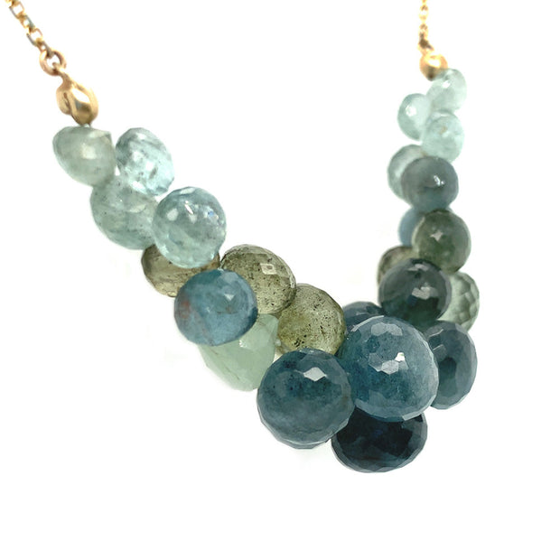 Caviar Moss Aquamarine Scoop Necklace