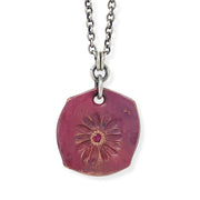 Copper Flower Necklace Featuring a Ruby - "Bloom"