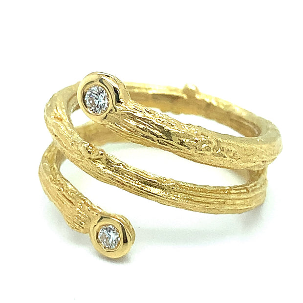 Yellow Gold & Diamond Olive Branch Coil Ring- "Golden Union"