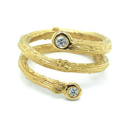 Yellow Gold & Diamond Olive Branch Coil Ring- "Golden Union"