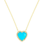 Diamond and Turquoise Heart Necklace- "Sweetheart"