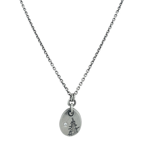 Sterling Silver and White Diamond Necklace - "Winter Nights"