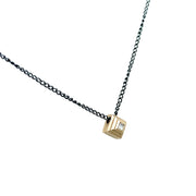 Yellow Gold & Diamond Pendant Necklace - "Tiny Ziggurat"