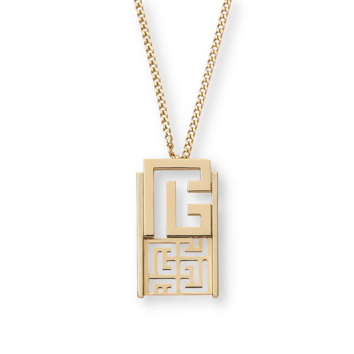 Balmain 18K Yellow Gold Labyrinth Frieze Pendant on Chain