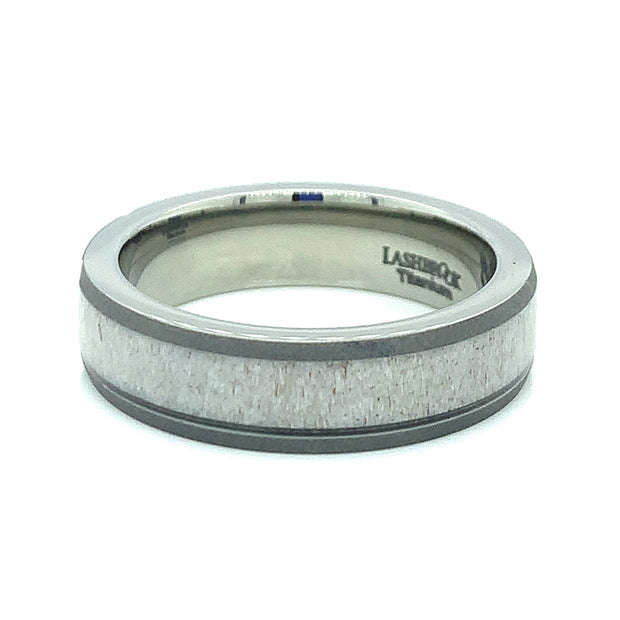 Titanium Ring with Antler Inlay