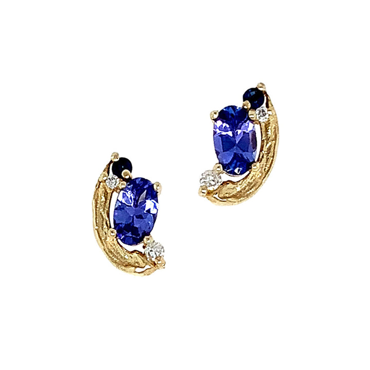 Tanzanite, Sapphire & Diamond Earrings - "Periwinkle"