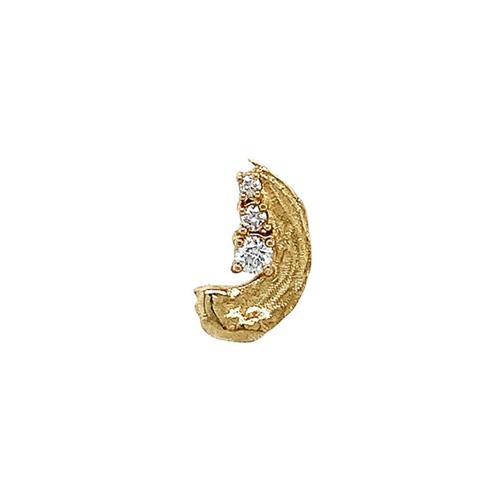 Diamond & Yellow Gold Brushstroke Single Stud Earring - "Renoir"