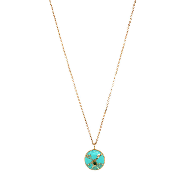 Emerald & Enamel Necklace - "Chime of Memories #7"