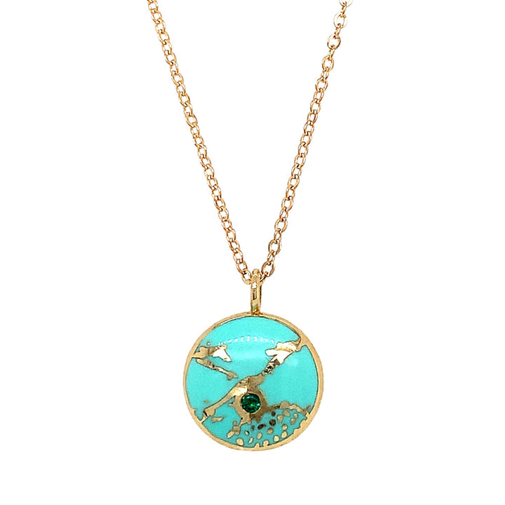 Emerald & Enamel Necklace - "Chime of Memories #7"