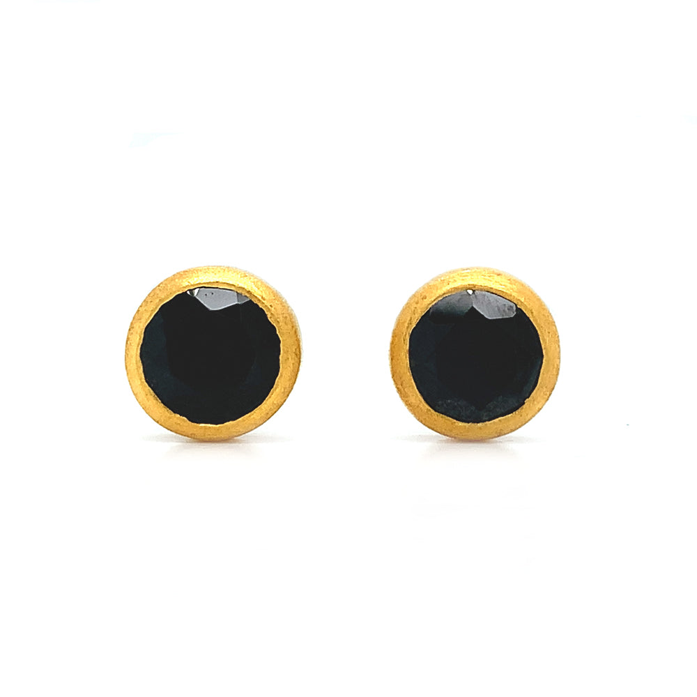Gold Vermeil & Black Spinel Earrings