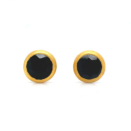 Gold Vermeil & Black Spinel Earrings - "Nighttime"