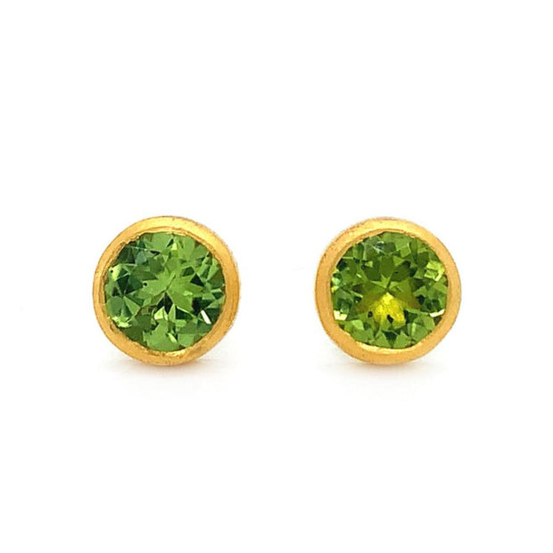 Bezel-Set Peridot Stud Earrings