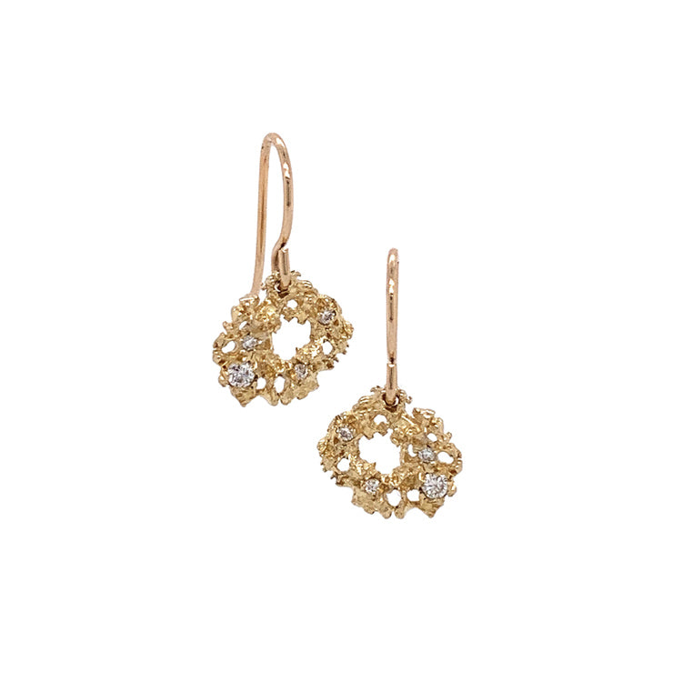 Nebula 14k yellow gold and diamond earrings.