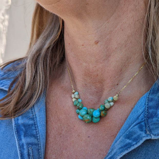 Stumpy Turquoise Briolette Necklace - "Caviar Scoop"