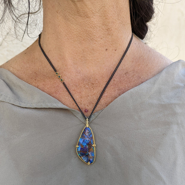 One-of-a-Kind Australian Yowah & Koroit Opal Necklace - "Phlegethon"