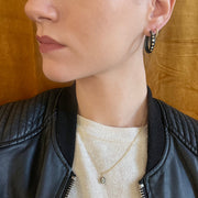 Oxidized Chrome and Diamond Hoops - "Pebble Bold"