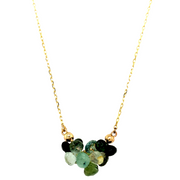 Green Tourmaline & Aquamarine Cluster Necklace - "Small Cloud"