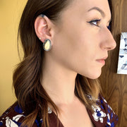 Sterling Silver and 22K Gold Elk Ivory Stud Earrings - "Untrodden Wilds"