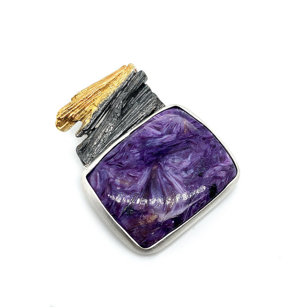 Silver & Gold Vermeil Charoite Pendant - "Pixie Purple"