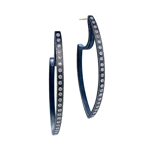 Sterling Silver Marquise Shaped Diamond Earrings - "Celine"