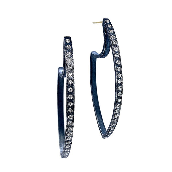 Sterling Silver Marquise Shaped Diamond Earrings - "Celine"