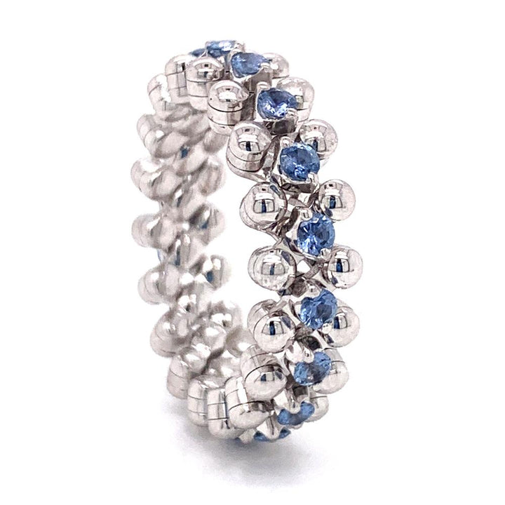 Exclusive Montana Yogo Sapphire & 18K White Gold Single Row Expandable Ring