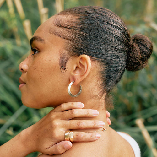 Sterling Silver Semi Hoop Earrings - "Nairobi"
