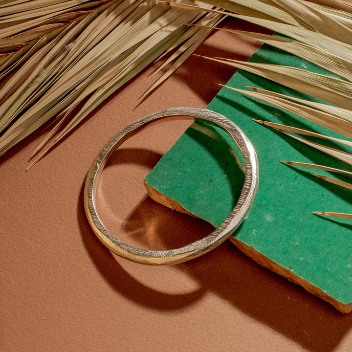 Sterling Silver Carved Bangle - "Reyes"