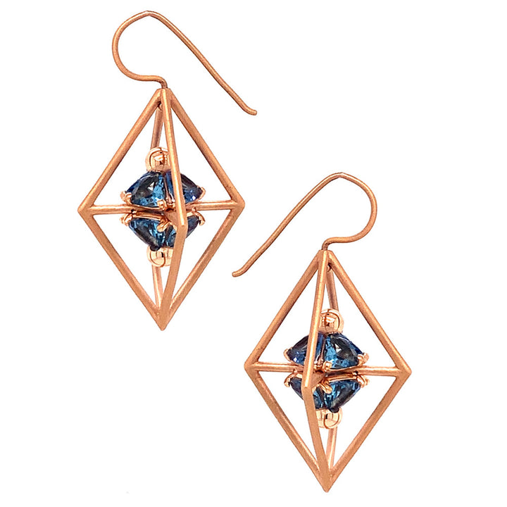 Suzy Landa Rose Gold Aquamarine Earrings