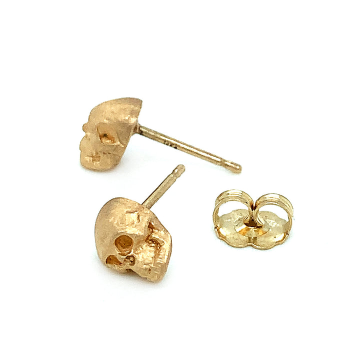 Gold Skull Stud Earrings - "Crypta"
