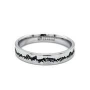 Men's Tungsten Band with Laser Engraved Mountain Range - "Peaks"