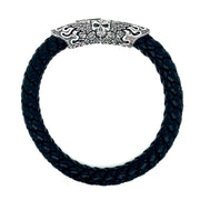Braided Black Leather Bracelet - "Ramble On"