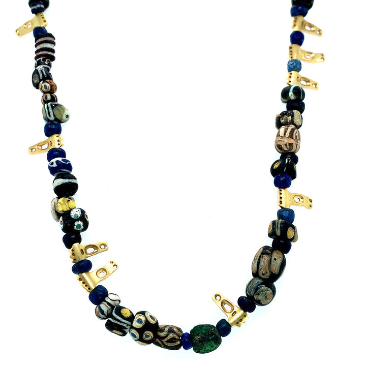 Ancient Roman & Persian Beaded Gold Necklace - "Flora"