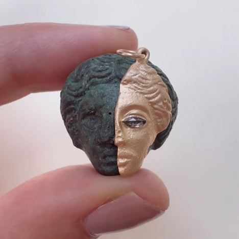 Salt & Pepper Marquise Diamond Pendant - "Goddess Face Fragment"