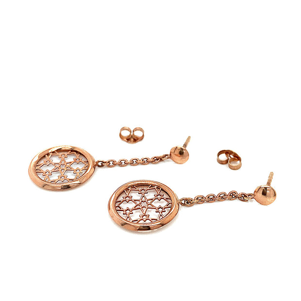 Ornate Dangle Rose Gold Earrings - "Dream Catcher"