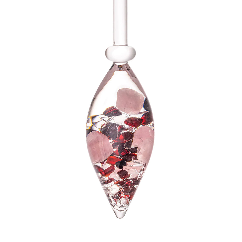 Love Gem-Water Vial for Decanter - rose quartz, garnet, & clear quartz