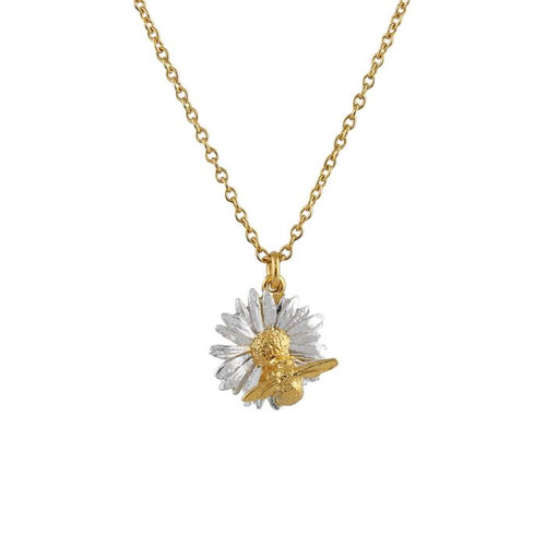 Sterling Silver & Gold Vermeil Necklace - "Daisy & Teeny Weeny Bee"