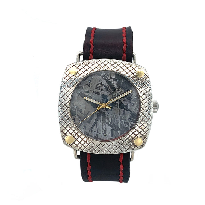 Cross-Hatched Silver and Meteorite Watch