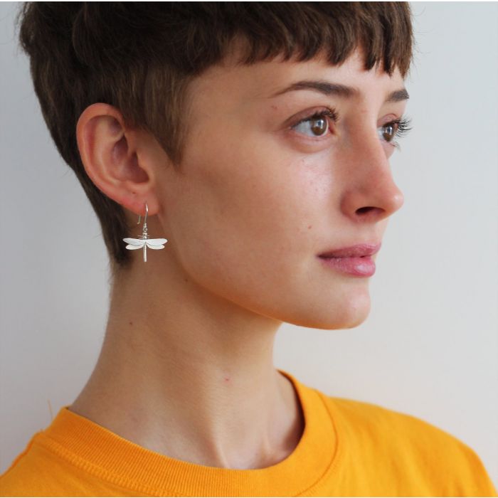Sterling Silver Hook Earrings - "Dragonfly"