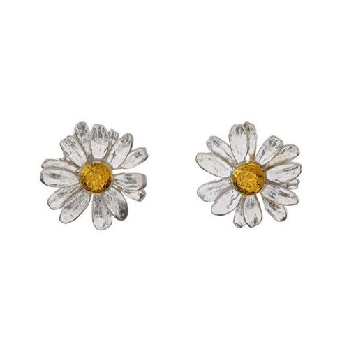 Sterling Silver & Gold Vermeil Earrings - "Little Daisy"