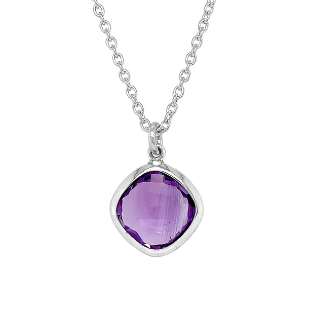 Sterling Silver Kite-Shaped Amethyst Necklace - "Violet Reflections"