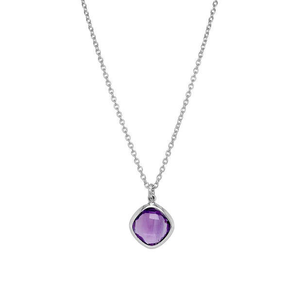 Sterling Silver Kite-Shaped Amethyst Necklace - "Violet Reflections"